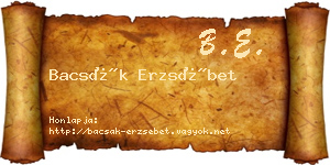 Bacsák Erzsébet névjegykártya